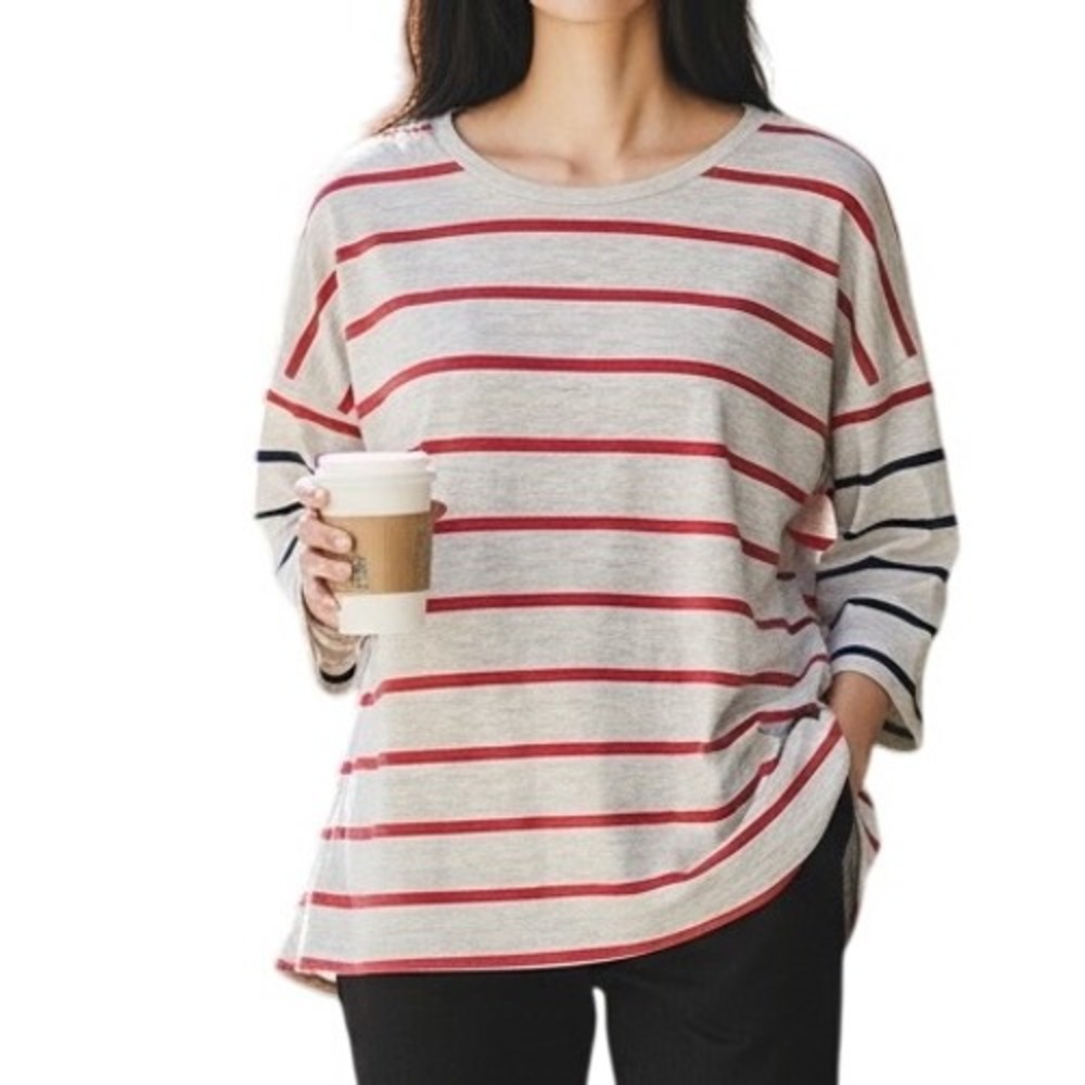 Vineyard Vines Striped 3/4 Sleeve Crew Neck Top Women's Sz S Casual Cotton Blend